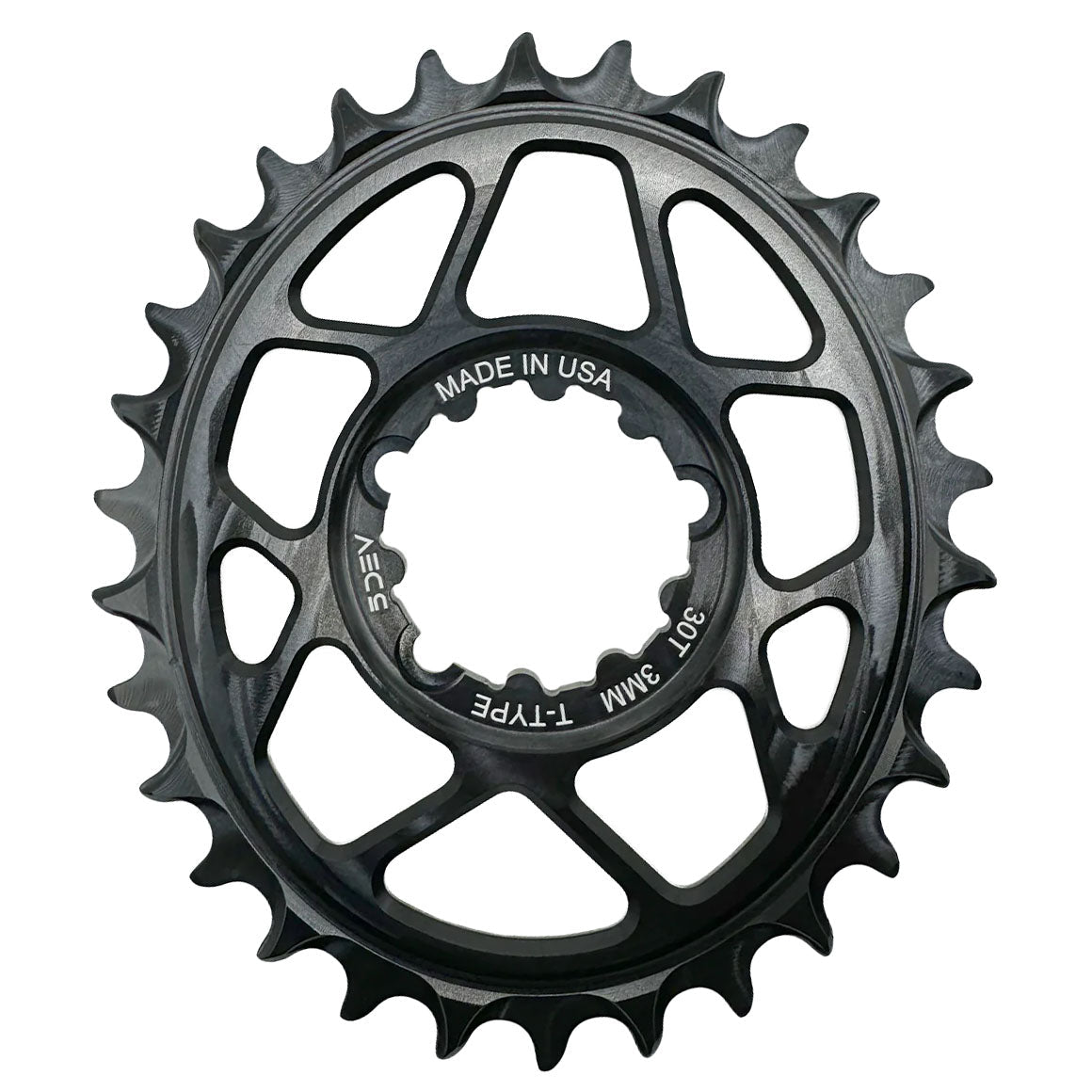 5Dev T - Type Oval Chainring - 30t - SRAM 3 - Bolt - 3mm Offset - Black - The Lost Co. - 5Dev - CRA - OV - T3 - 30 - 01 - B - FD2372 -
