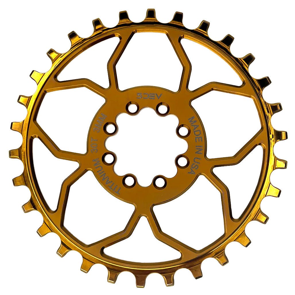 5DEV Titanium Chainring - T-Type SRAM 8-Bolt Chainring - 3mm Offset - 30T - Bronze - The Lost Co. - 5Dev - CRT-8B-30T-3W-T52 - 850054022257 - -