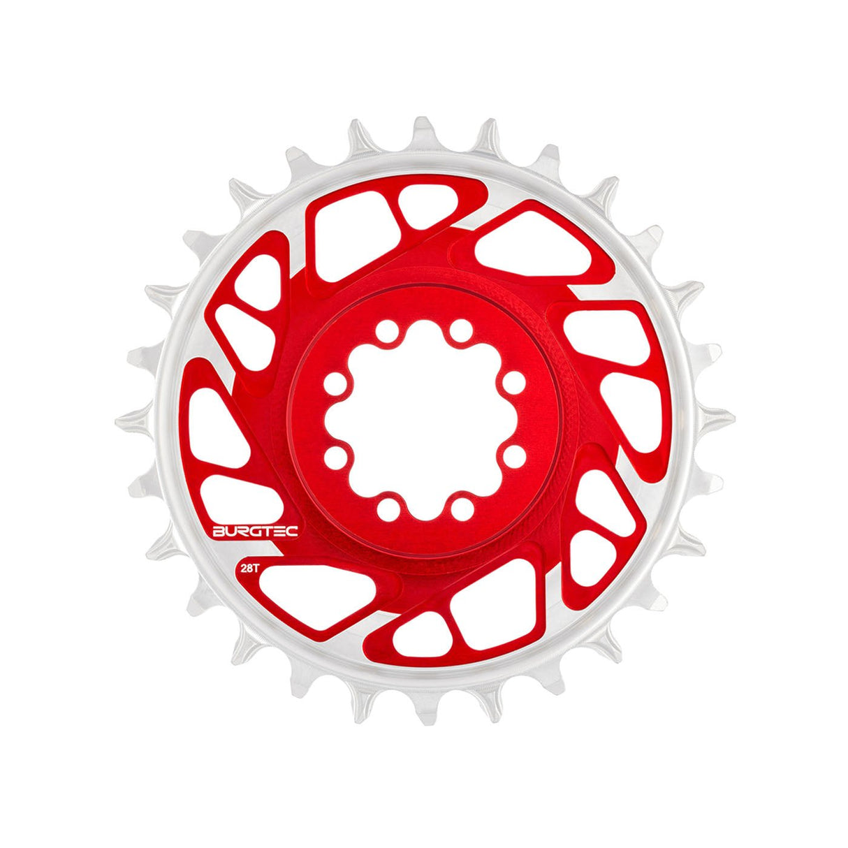 Burgtec T - Type Chainring - 28t - SRAM 8 - Bolt - Red - The Lost Co. - Burgtec - 13176 - 724901936878 -