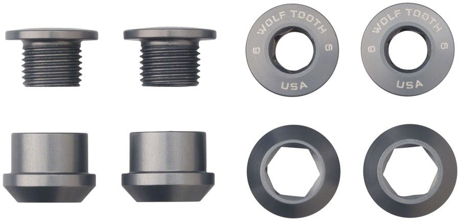 Wolf Tooth 1x Chainring Bolt Set - Gun Metal - The Lost Co. - Wolf Tooth - 4CBCN06GRY - 812719021395 -