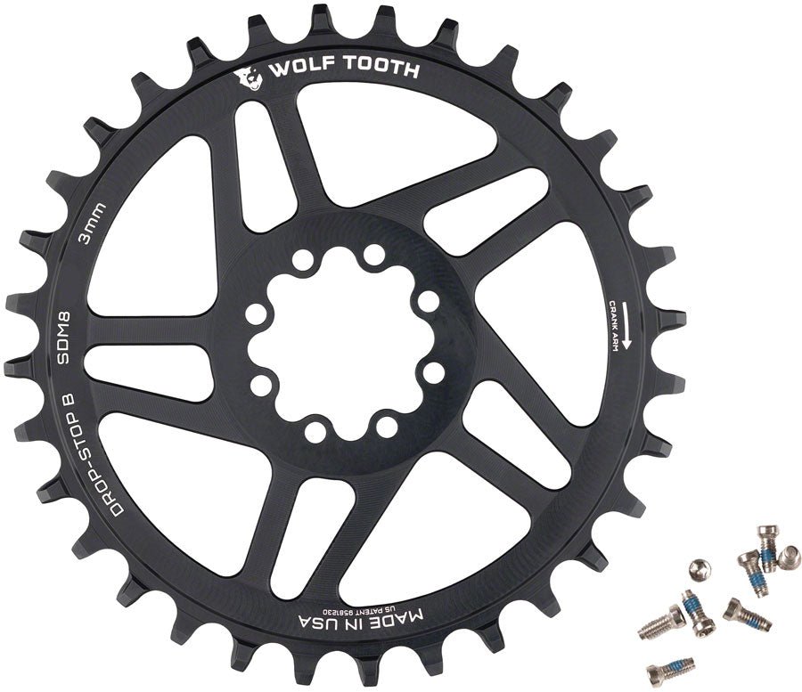 Wolf Tooth Round Chainring - 30t - SRAM 8 - Bolt Direct Mount - Drop - Stop B - 3mm Offset - Black - The Lost Co. - Wolf Tooth Components - SDM8 - 30 - 810006808568 -