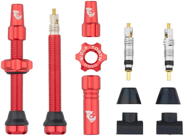 Wolf Tooth Tubeless Valve Stem Kit - 44mm Length - Red - The Lost Co. - Wolf Tooth Components - TLV - KIT44 - RED - 812719026888 -