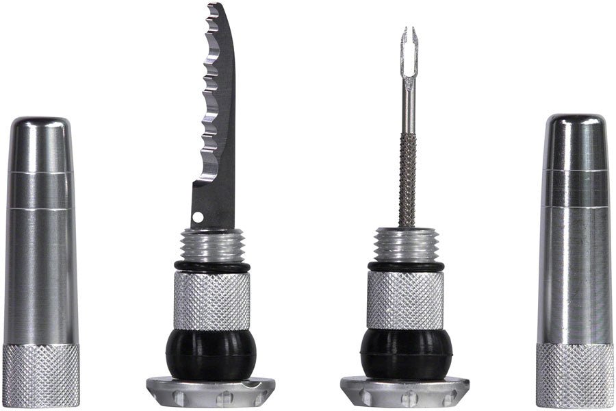 Muc-Off Stealth Tubeless Puncture Plugs Tire Repair Kit - Bar-End Mount - Silver - Pair - The Lost Co. - Muc-Off - H030190-09 - 5037835208016 - -