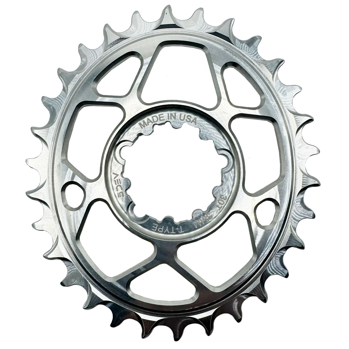 5Dev T - Type Oval Chainring - 30t - SRAM 3 - Bolt - 3mm Offset - Silver - The Lost Co. - 5Dev - CRA - OV - T3 - 30 - 02 - B - FD2373 - 