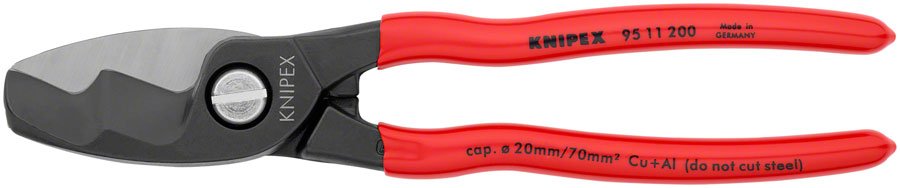 Knipex Cable Shears with Twin Cutting Edge - 8" - The Lost Co. - Knipex - 95 11 200 SBA - 843221000332 - 