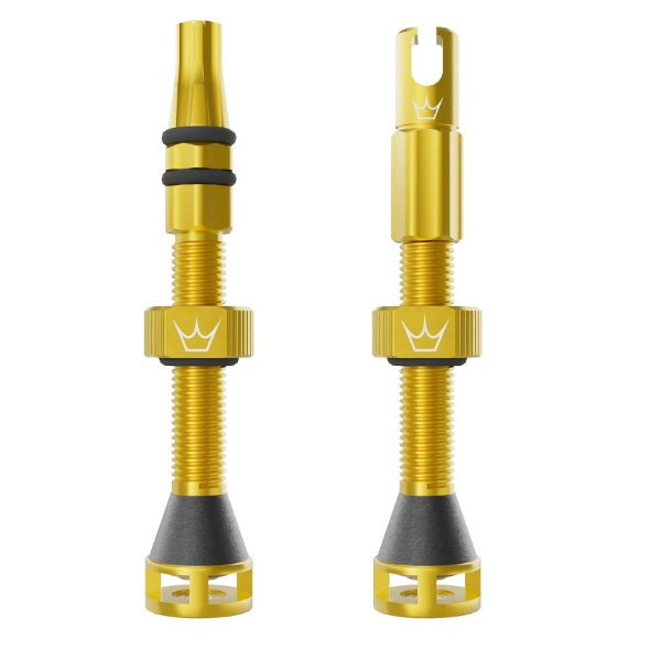 Peaty's Holeshot Fast Flow Tubeless Valves 42mm Gold Pair - The Lost Co. - Peaty's - PTV-HFF-42-GOLD - B-YE2462 - 