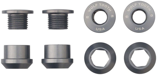 Wolf Tooth 1x Chainring Bolt Set - Gun Metal - The Lost Co. - Wolf Tooth - 4CBCN06GRY - 812719021395 - 