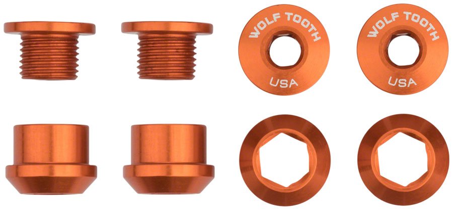 Wolf Tooth 1x Chainring Bolt Set - Orange - The Lost Co. - Wolf Tooth - 4CBCN06ORG - 812719028431 - 