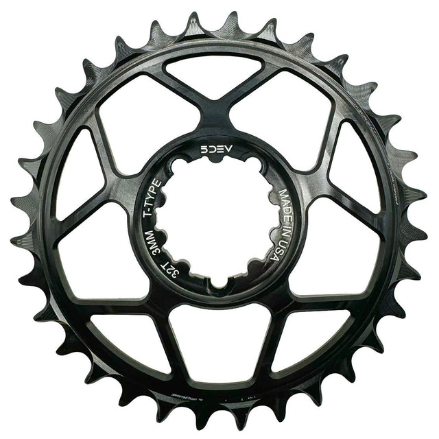 5DEV Chainring - T-Type SRAM 3-Bolt Chainring - 3mm Offset - 30T - Black - The Lost Co. - 5Dev - B-FD2380 - 850058721002 - -