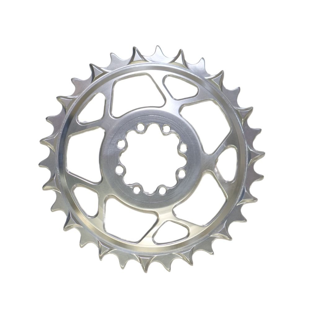 5DEV Chainring - T-Type SRAM 8-Bolt Chainring - 3mm Offset - 32T - Raw Silver/Clear - The Lost Co. - 5Dev - B-FD2396 - 850058721217 - -