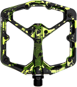 Crank Brothers Stamp 7 Pedals - Platform Aluminum 9/16" Limited Edition Splatter Paint Lime Green - The Lost Co. - Crank Brothers - PD0771 - 641300167026 - -