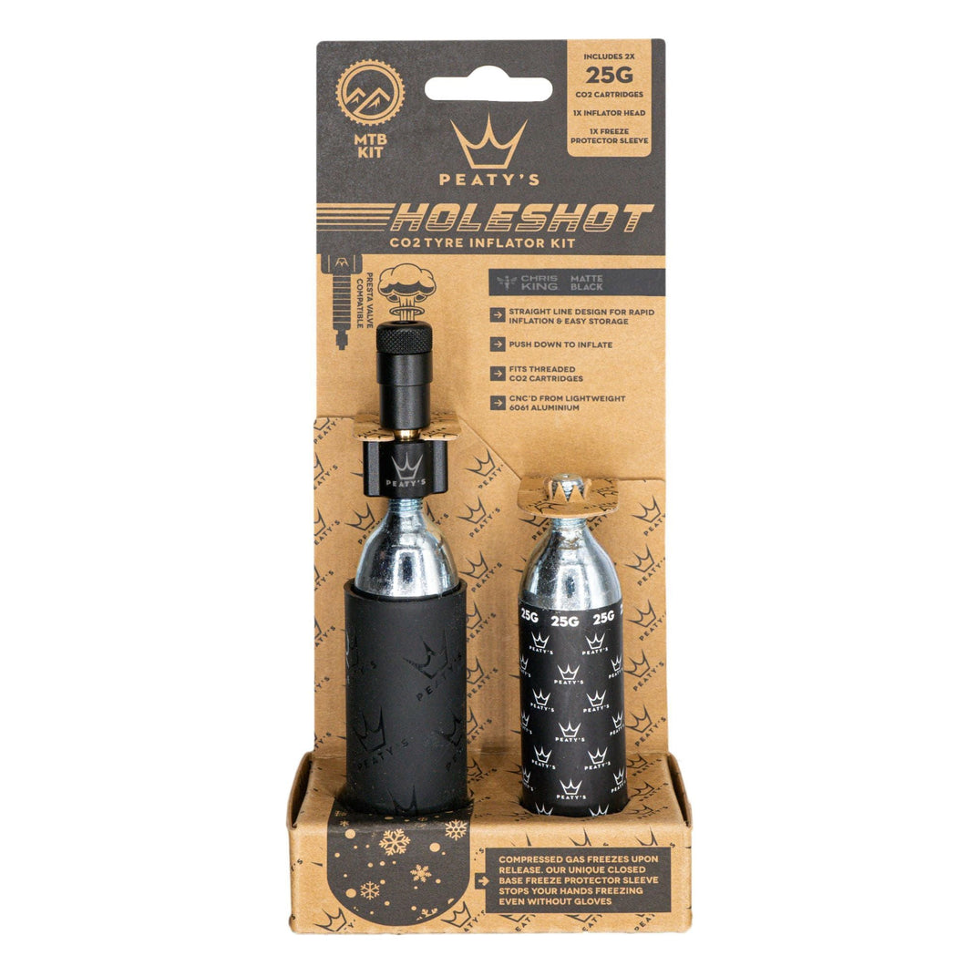 Peatys Holeshot MTB Tire Inflator Kit w/ CO2 Cartridges - Black - The Lost Co. - Peaty's - B-YE5000 - 5060541583672 - -